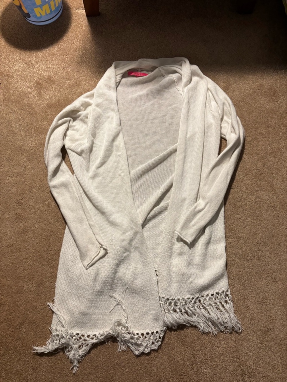 Lilly Pulitzer Open-Front Fringe-Trim Knit Cardigan